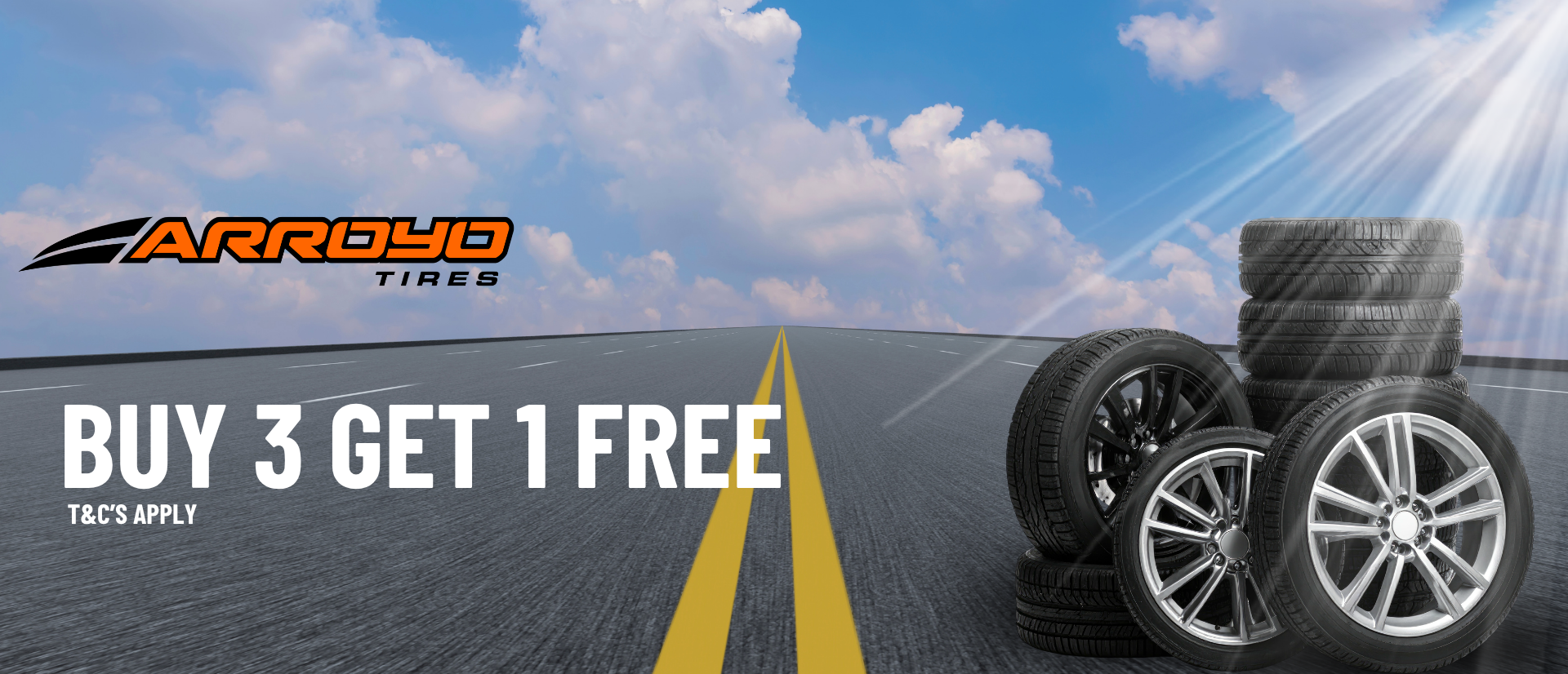 Buy 3 Get 1 Free Arroyo Tyres Year end sale