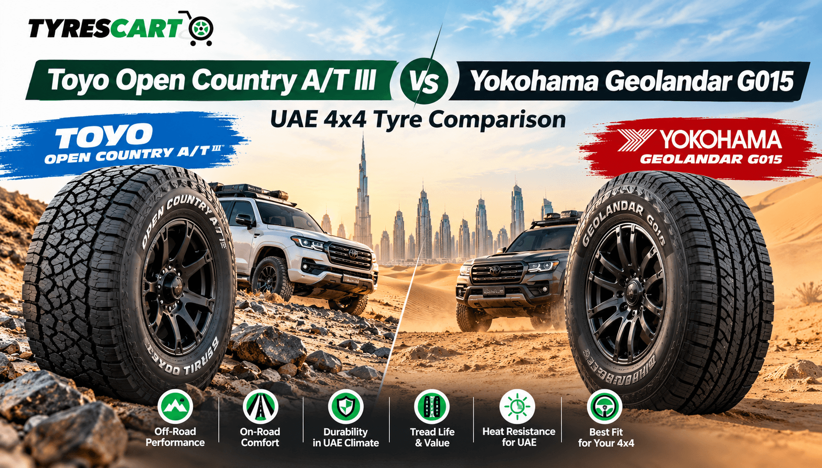 Toyo Open Country A/T III vs Yokohama Geolandar G015: UAE 4x4 Tyre Comparison